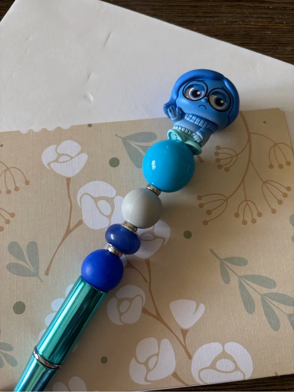 Disney Doorables: Inside Out: Sadness dual color handmade beaded pen